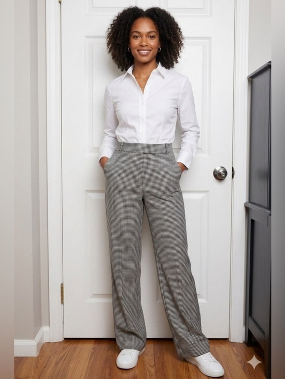 Tommy Hilfiger Women’s 6 Black White Bootcut Houndstooth Trouser Dress Pants S